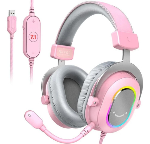 Headset Fifine Ampligame H6 Rgb 7.1 Surround Game Rosa
