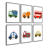 Set  De 6  Cuadros  Infantiles  Vehículos  De Transporte