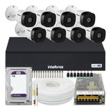 Kit Cftv 8 Cameras 1230 Full Dvr Intelbras 1008 1t Wd Purple