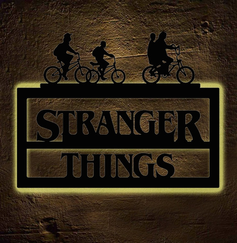 Cuadro Stranger Things - Luz Led Calida 65x50 Cmts
