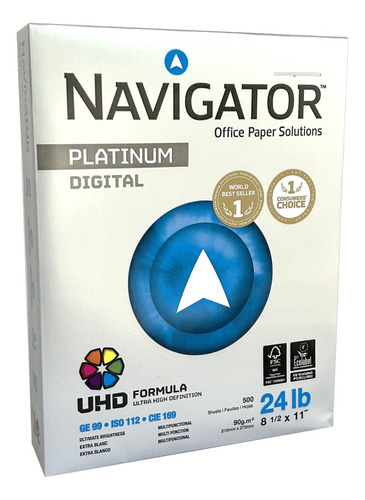 Papel Bond Navigator Platinum Carta 90gr Con 500 Hojas