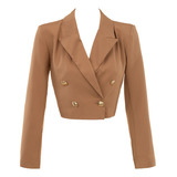 Blazer Crop Top Corto Solapa Botones Joya Elegante Sexy