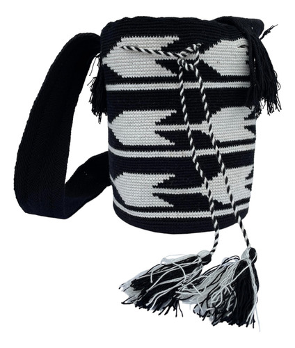 Mochila Wayuu Grande Unisex (flechas Negras Con Blanco)