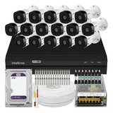 Kit Cftv 16 Cameras Full Hd Dvr Intelbras 1216 2tb Wd Purple