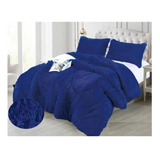 Cobertor De Polar Con Chiporro 2p Azul Intenso/envio Gratis