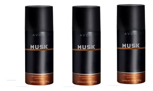 Musk For Men Deo Corporal Avon Fragancia Masculina Set X 3