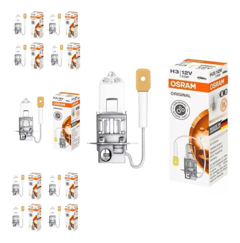 Kit 10 Lâmpadas Osram H3 12v 55w Original Germany