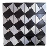 Lámina Mural Adhesiva,negro Con Plateado 3d Pack 10 (30x30)