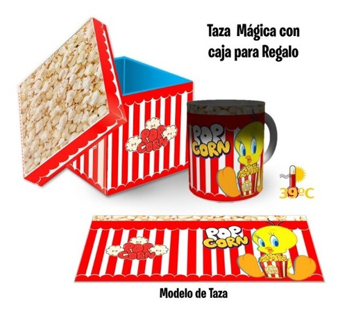 Taza Magica, Piolin Tweety Popcorn, Con Su Caja Para Regalo
