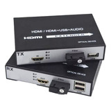 Extensor Hdmi Via Fibra Óptica Com Kvm Usb P/ 20km 1080p 