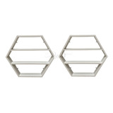 Nicho Colmeia Hexagonal Para Esmalte Mdf Branco 2 Peças