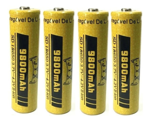 4 Baterias Recarregável 18650 9800mah 3.7v Lanterna Tática