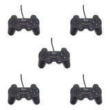 Kit 5 Controle Joystick Com Fio Lotus Dualshock 2 Pc Ct008