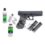 Combo! Pistola Airsoft Glock 17 G5 Metal We + Gas + 3300 Bbs