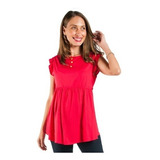 Blusa Maternidad Chalis M/c Con Botón Y Olan - 4026isa