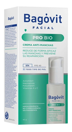 Bagovit Facial Pro Bio  Fps 40 Crema Anti Manchas Dia 50ml