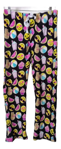 Pantalón Pijama Largo Peludo Invierno Diseño Caras 