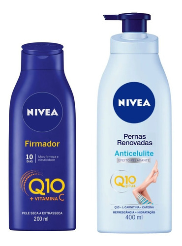 Creme Corporal Firmador Vitamina C Pele Seca A Extrasseca + Anticelulite Pernas Renovadas Q10 Nivea C/2