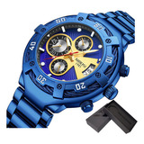 Relógios Impermeáveis Nibosi Business Chronograph Cor Do Fundo Azul