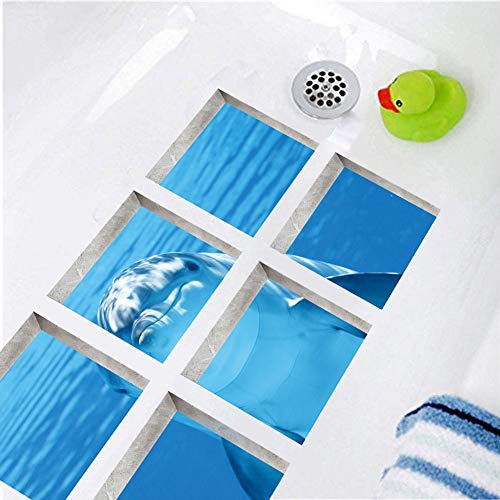 Pegatinas Chezmax Para Peldaños De Baño, Diseño Azul Delfín,