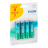 Pilha Alcalina Aa Pague 7 Leve 8 Unidades Elgin Promoção