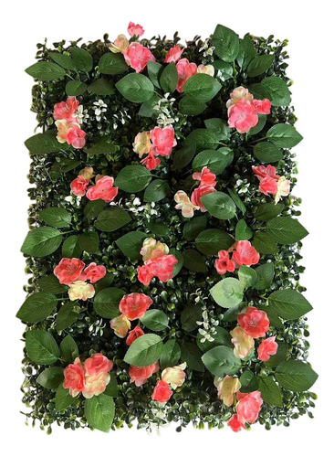 Panel De Césped Sintético Con Rosas, Decoración Moderna