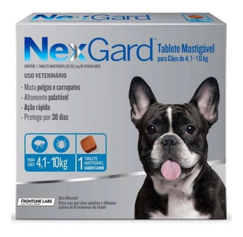 Antipulgas Nexgard Para Cães 4kg A 10kg 3 Tablete Original