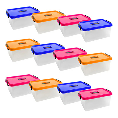 Cajas Organizadoras Plásticas Peyo Multiusos 18L Colores Surtidos Pack 12 | Meses sin interés