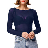 Tops Camisa De Malla Moldeadora Brazo Transparente Sin 2023