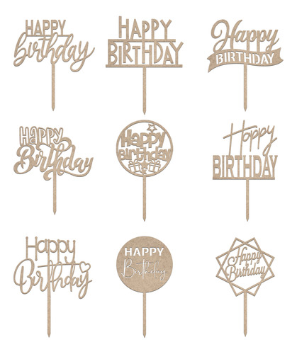 18 Letreros Para Pastel / Cake Toppers Happy Birthday