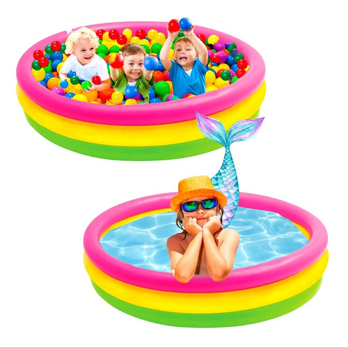 Piscina Infantil Colorida 600 L Circular Redonda Inflavel