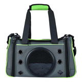 Bolsa De Transporte Luna Pet Prizi Cinza E Verde- 38x26x23cm