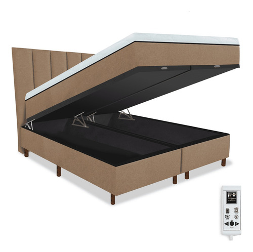 Colchão Magnético King 1,93x2,03 Massageador Cromoterapia Energia Bio Quantica Infra Vermelho + Cama Box Bau + Cabeceira