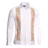 Camisa Guayabera Hombre Bordada En Lino Yucateca Mod Kopoma