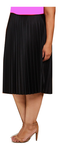 Saia Plissada Moda Plus Size Midi Linda