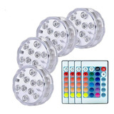 Set 4 Luces Led/rgb Impermeables Piscina Ventosa Con Control