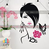 Vinil Decorativo Belleza Silueta De Rostro Con Flor 