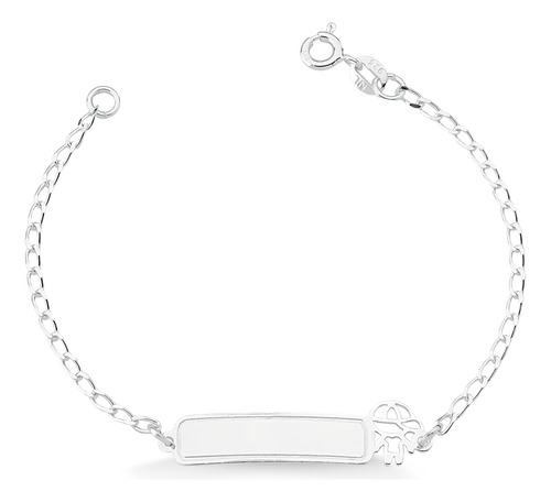 Pulseira Infantil Chapa Menino Filho Prata 925