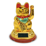 Boneco Solar Gato Da Sorte Japones Maneki Neko Bateria Solar