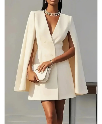 Vestido Blazer Capa Feminino Elegante Festa Mini