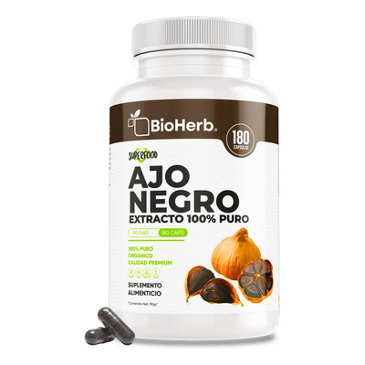 BioHerb | Ajo Negro100% Puro (180 Capsulas de 500mg) - [Potente Antioxidante Rico en Vitamina A, C y Calcio] | Presion y Digestion | Calidad Suprema | Sin Gluten ni Añadidos | | Meses sin interés