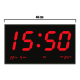 Reloj Digital De Pared Led Números Grandes Termómetro 46 Cm 