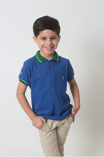 Camisa Polo Ou Body Polo Infantil Azul Royal