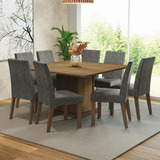 Juego Comedor Mesa Madera 8 Sillas Marrón/plata Doris Madesa