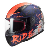 Casco Ls2 Ff353 Rapid Naughty Azul Naranja Fluo Talla Xl