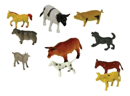 Kit Fazenda 10 Miniatura Animal Cavalo Vaca Porco Cachorro