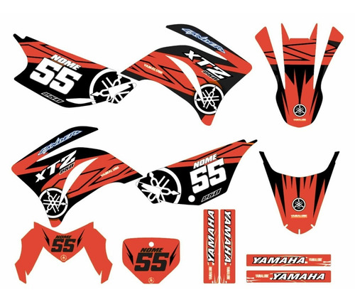 Kit Adesivo Brilho Xtz 250 Lander Motocross 0,20mm 16149 Cor Laranja