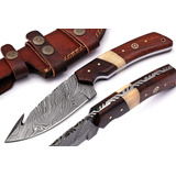 Cuchillo De Caza Acero Damasco Grace Knives Con Gancho