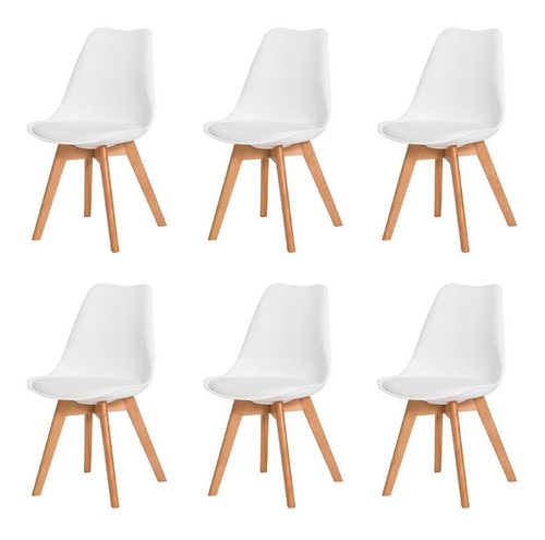 Kit 6 Cadeiras Eames Eiffel Wood Leda Saarinen Design