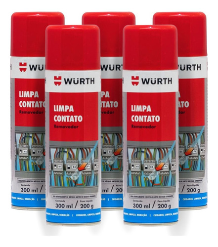 Limpa Contato Spray Eletro Eletronico Removedor Wurth - 5 Un